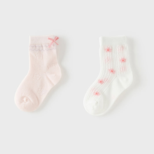 Dave&Bella Children Girls Summer Cute Breathable Short Socks[Pack of 2]