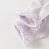 Dave&Bella Children Girls Summer Cute Purple White Soft Mesh Short Socks[Pack of 2]