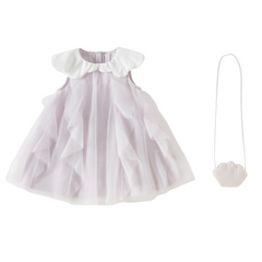 Dave&Bella Summer Toddler Girls Noble Purple Comfortable A-line Mesh Dress(wallet bag)