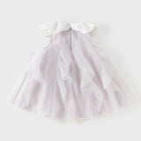 Dave&Bella Summer Toddler Girls Noble Purple Comfortable A-line Mesh Dress(wallet bag)
