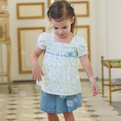 Dave&Bella Summer Toddler Girls Cotton Floral Print Casual Top Short Outfit Sets