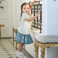 Dave&Bella Summer Toddler Girls Cotton Floral Print Casual Top Short Outfit Sets