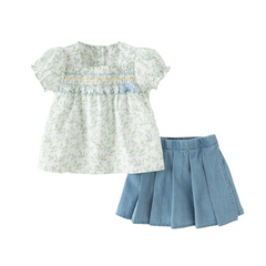 Dave&Bella Summer Toddler Girls Cotton Floral Print Casual Top Short Outfit Sets