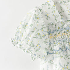 Dave&Bella Summer Toddler Girls Cotton Floral Print Casual Top Short Outfit Sets