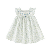 Dave&Bella Summer Toddler Girls Floral Print White Breathable Cotton A-line Slip Dress