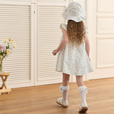 Dave&Bella Summer Toddler Girls Floral Print White Breathable Cotton A-line Slip Dress