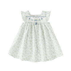 Dave&Bella Summer Toddler Girls Floral Print White Breathable Cotton A-line Slip Dress