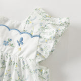 Dave&Bella Summer Toddler Girls Floral Print White Breathable Cotton A-line Slip Dress