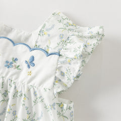 Dave&Bella Summer Toddler Girls Floral Print White Breathable Cotton A-line Slip Dress