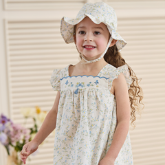 Dave&Bella Summer Toddler Girls Floral Print White Breathable Cotton A-line Slip Dress