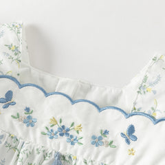 Dave&Bella Summer Toddler Girls Floral Print White Breathable Cotton A-line Slip Dress