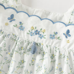 Dave&Bella Summer Toddler Girls Floral Print White Breathable Cotton A-line Slip Dress