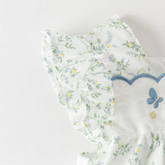 Dave&Bella Summer Toddler Girls Floral Print White Breathable Cotton A-line Slip Dress