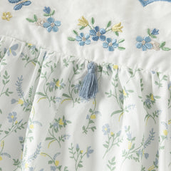 Dave&Bella Summer Toddler Girls Floral Print White Breathable Cotton A-line Slip Dress