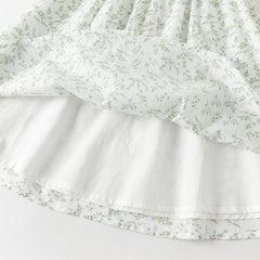 Dave&Bella Summer Toddler Girls Floral Print White Breathable Cotton A-line Slip Dress