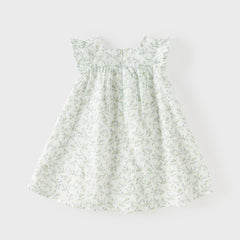 Dave&Bella Summer Toddler Girls Floral Print White Breathable Cotton A-line Slip Dress