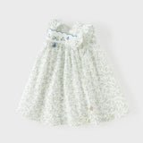 Dave&Bella Summer Toddler Girls Floral Print White Breathable Cotton A-line Slip Dress
