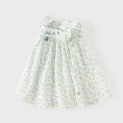 Dave&Bella Summer Toddler Girls Floral Print White Breathable Cotton A-line Slip Dress