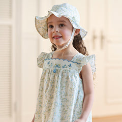 Dave&Bella Toddler Girls Summer Green Floral Print Breathable Cotton Comfortable Hats