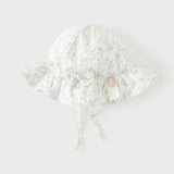 Dave&Bella Toddler Girls Summer Green Floral Print Breathable Cotton Comfortable Hats