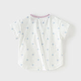 Dave&Bella Summer Toddler Girls Cute Blue Dots Strawberry Print Soft Cotton T-shirts