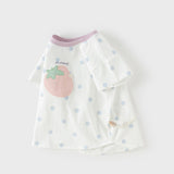 Dave&Bella Summer Toddler Girls Cute Blue Dots Strawberry Print Soft Cotton T-shirts
