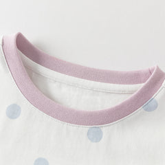 Dave&Bella Summer Toddler Girls Cute Blue Dots Strawberry Print Soft Cotton T-shirts