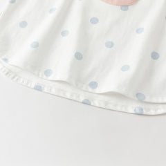 Dave&Bella Summer Toddler Girls Cute Blue Dots Strawberry Print Soft Cotton T-shirts