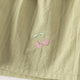 Dave&Bella Summer Toddler Girls White Sleeveless Cute Fruit Embroidery Soft Cotton Sets