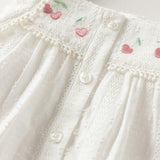 Dave&Bella Summer Toddler Girls White Sleeveless Cute Fruit Embroidery Soft Cotton Sets