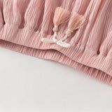 Dave&Bella Summer Kids Girls Sweet Pink Adjustable-waist Straight-leg Wide Soft Long Pant