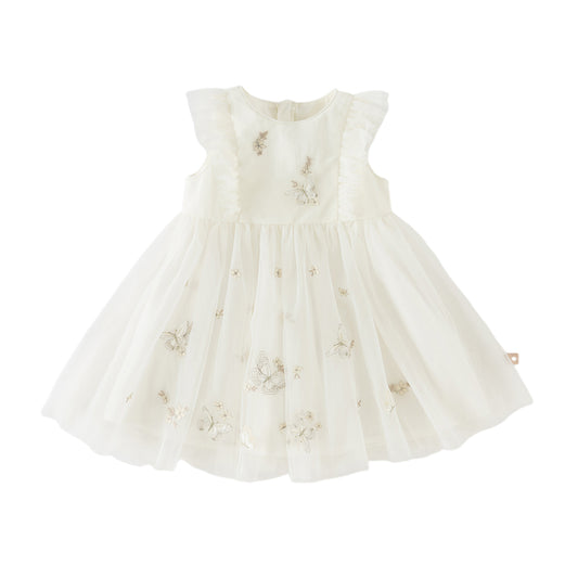 Dave&Bella Toddler Girls Summer Adorable Flutter Sleeve Butterfly Mesh Princess Dress