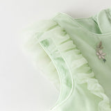 Dave&Bella Toddler Girls Summer Adorable Flutter Sleeve Butterfly Mesh Princess Dress