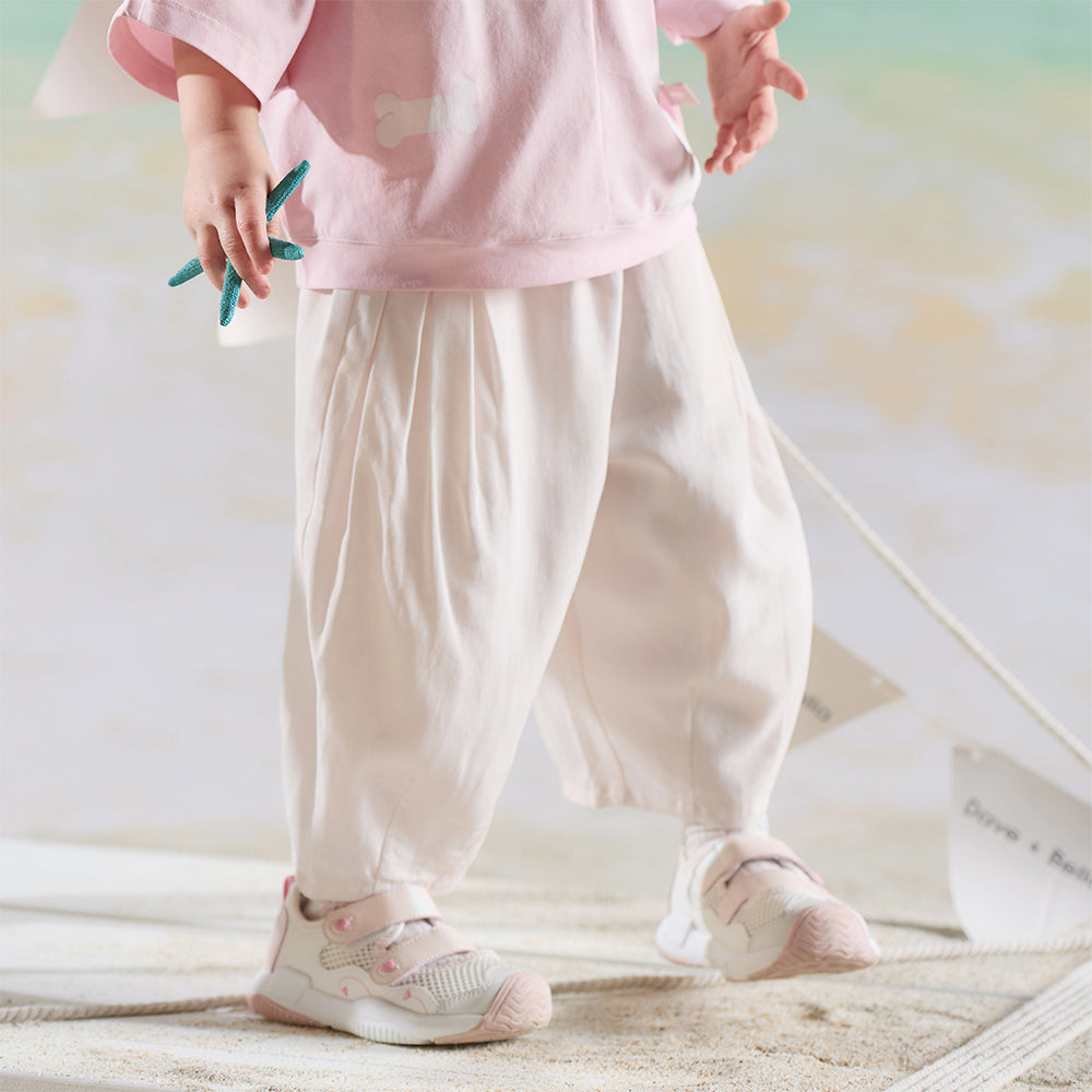 Dave&Bella Toddler Girls Summer Gentle Apricot/Purple Lightweight Wide Comfortable Pants