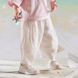 Dave&Bella Toddler Girls Summer Gentle Apricot/Purple Lightweight Wide Comfortable Pants