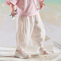 Dave&Bella Toddler Girls Summer Gentle Apricot/Purple Lightweight Wide Comfortable Pants