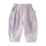 Dave&Bella Toddler Girls Summer Gentle Apricot/Purple Lightweight Wide Comfortable Pants