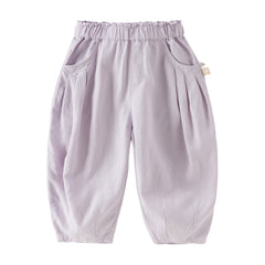 Dave&Bella Toddler Girls Summer Gentle Apricot/Purple Lightweight Wide Comfortable Pants