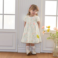 Dave&Bella Summer Toddler Casual Floral Print Comfortable Cotton Party Dress