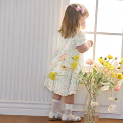 Dave&Bella Summer Toddler Casual Floral Print Comfortable Cotton Party Dress