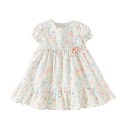 Dave&Bella Summer Toddler Casual Floral Print Comfortable Cotton Party Dress