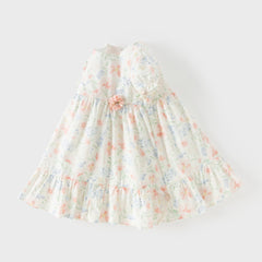 Dave&Bella Summer Toddler Casual Floral Print Comfortable Cotton Party Dress