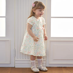 Dave&Bella Summer Toddler Casual Floral Print Comfortable Cotton Party Dress