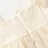 Dave&Bella Summer Toddler Girls Light Yellow Elegant Spaghetti Strap Mesh Princess Dress