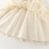 Dave&Bella Summer Toddler Girls Light Yellow Elegant Spaghetti Strap Mesh Princess Dress