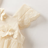 Dave&Bella Summer Toddler Girls Light Yellow Elegant Spaghetti Strap Mesh Princess Dress
