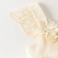 Dave&Bella Summer Toddler Girls Light Yellow Elegant Spaghetti Strap Mesh Princess Dress