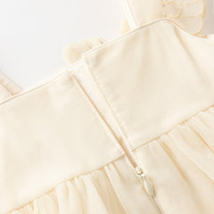 Dave&Bella Summer Toddler Girls Light Yellow Elegant Spaghetti Strap Mesh Princess Dress