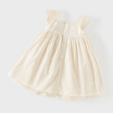 Dave&Bella Summer Toddler Girls Light Yellow Elegant Spaghetti Strap Mesh Princess Dress