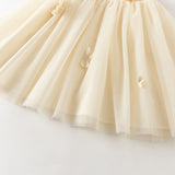 Dave&Bella Summer Toddler Girls Light Yellow Elegant Spaghetti Strap Mesh Princess Dress